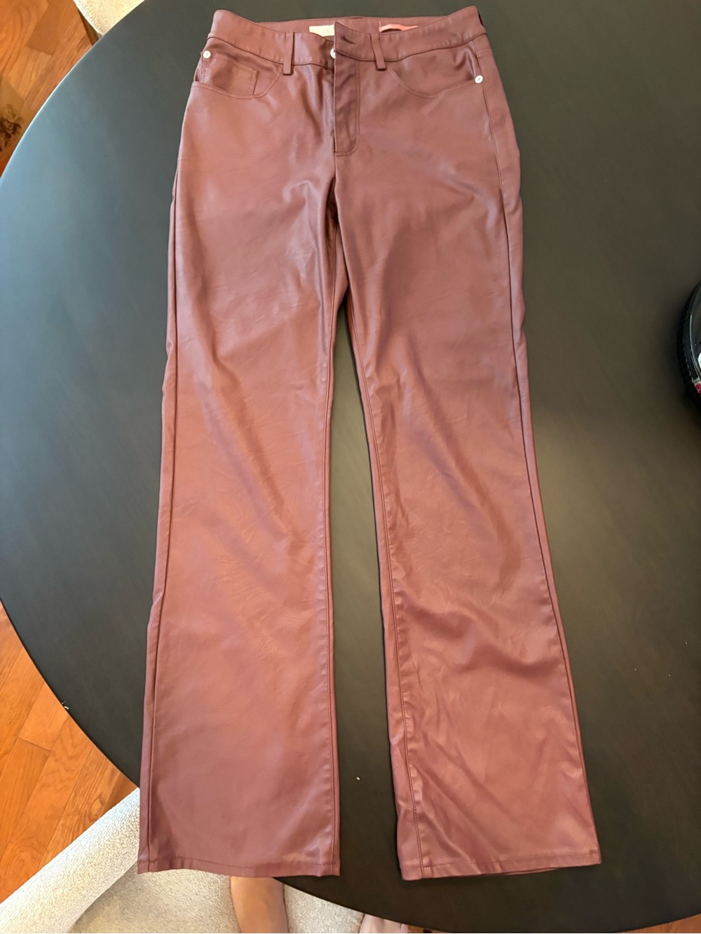 Pilcro The Yaya Midrise Faux Leather Bootcut Jeans - Burgundy Size 29 - Picture 3 of 10